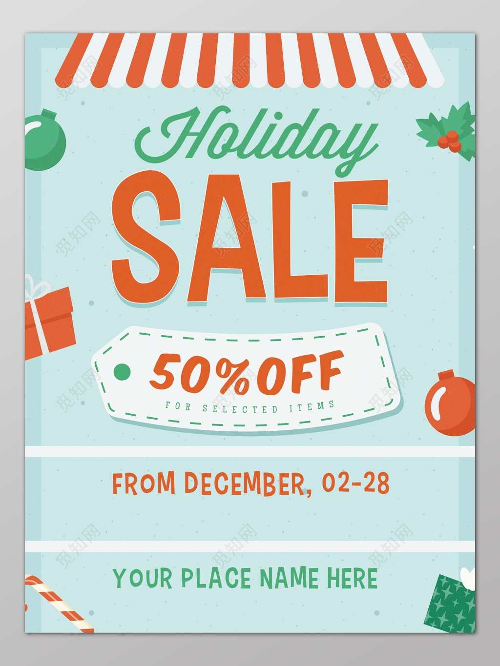 绿色小清新背景英文设计促销宣传海报设计