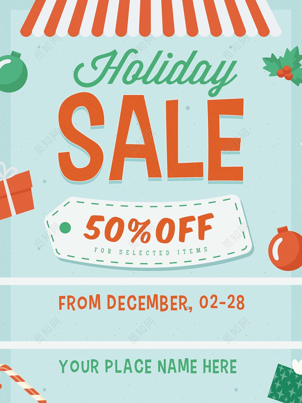 绿色小清新背景英文设计促销宣传海报设计