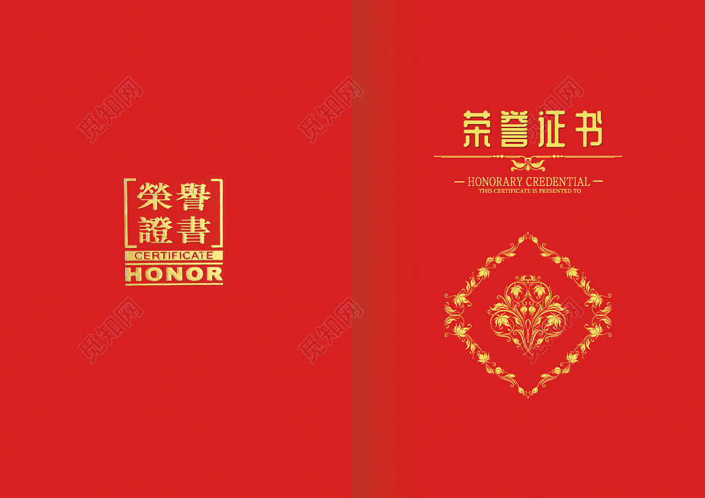 简洁花纹双面荣誉证书最佳奉献奖设计模板