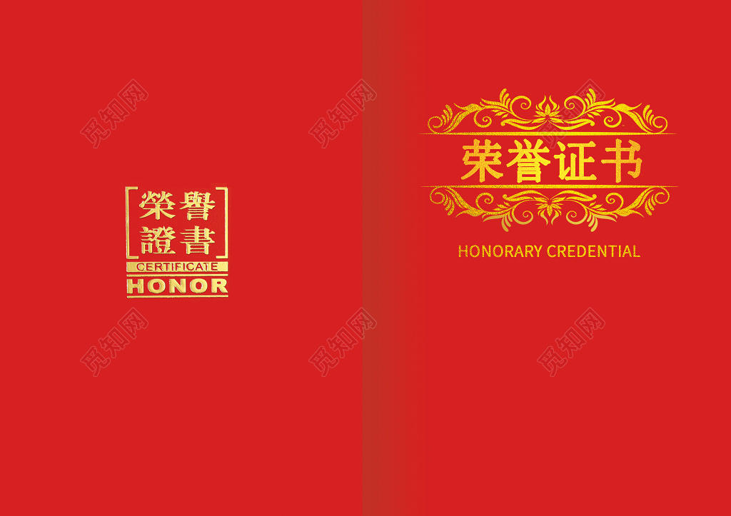 双面荣誉证书突出贡献奖模板