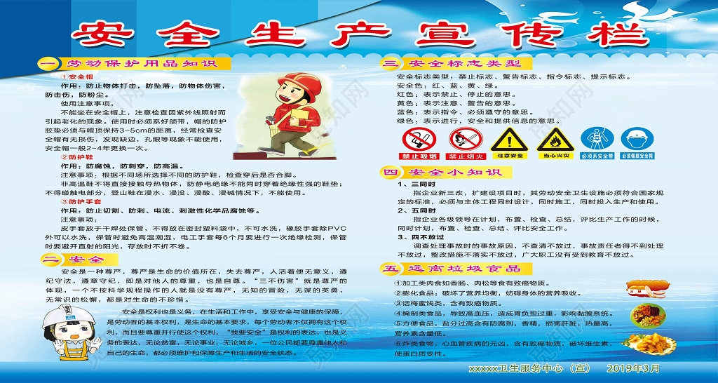 蓝色安全生产宣传栏设计