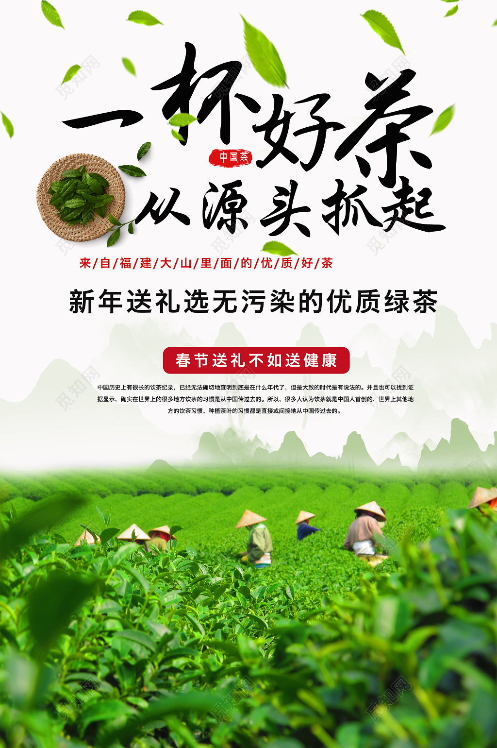绿茶文化广告海报宣传模板