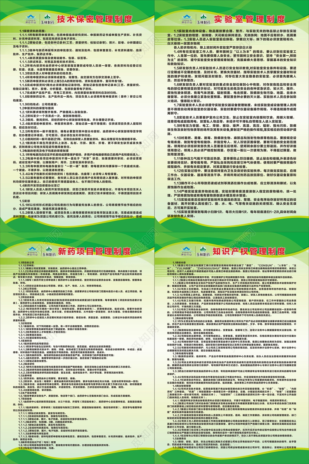 极少数保密管理制度实验室管理制度制药厂制度牌宣传栏
