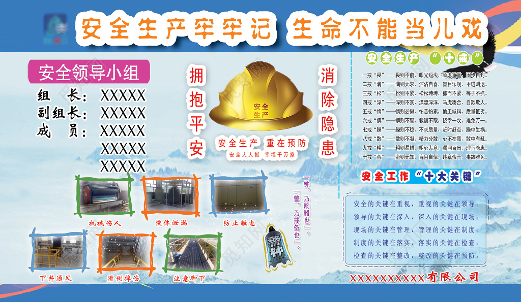 安全生产宣传消除隐患警钟长鸣海报展板设计