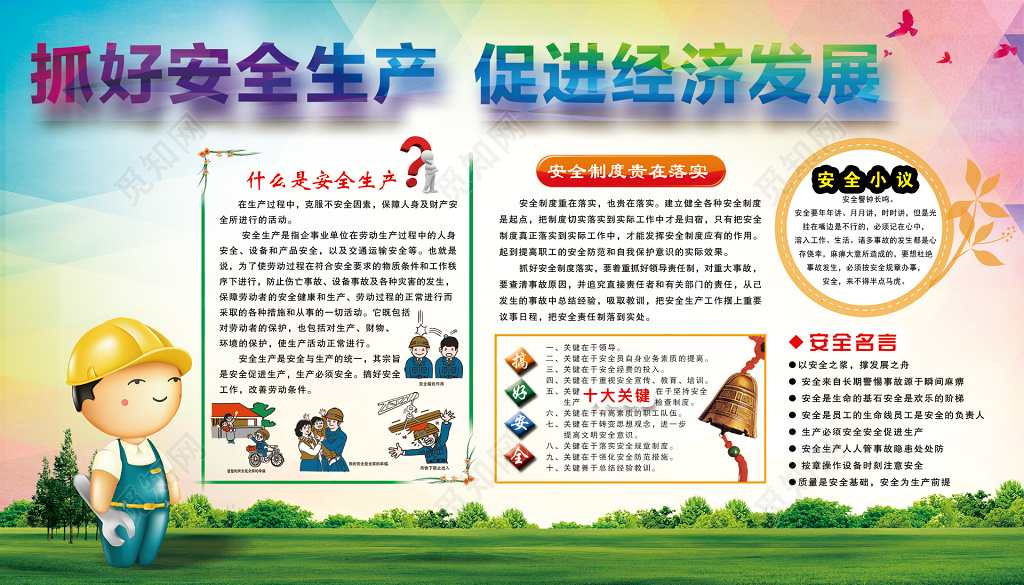 安全生产经济发展安全制度落实安全宣传教育海报模板