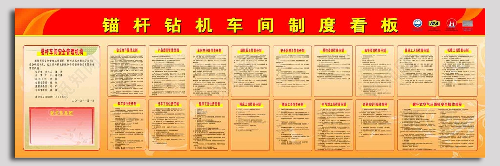 锚杆钻机车间制度看板