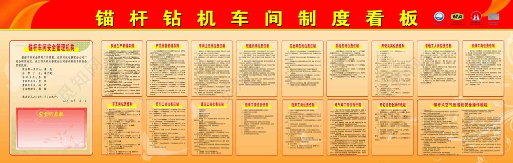 锚杆钻机车间制度看板