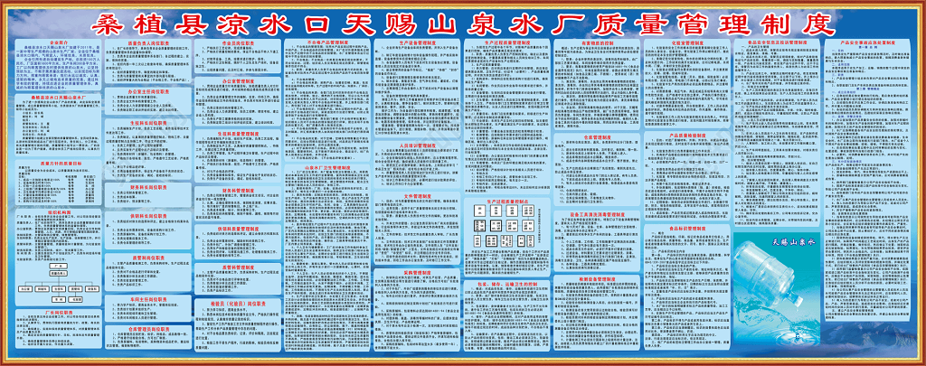 矿泉水厂质量管理制度牌