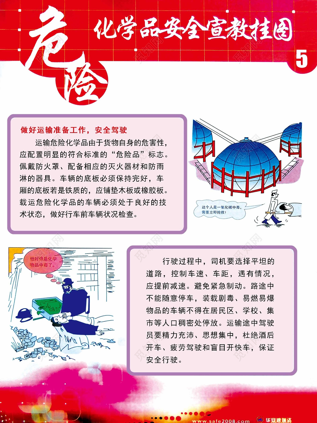 红色安全生产危险化学品安全宣教挂图简单宣传牌 