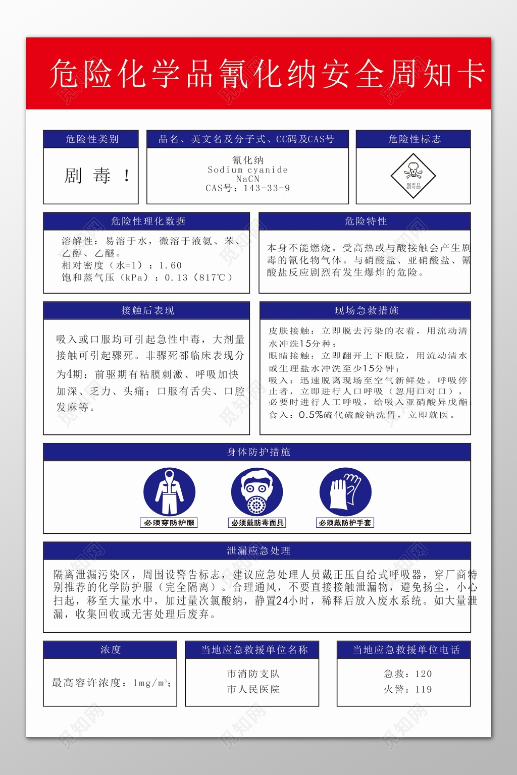 危险化学品氰化钠安全周知卡常识普及宣传栏