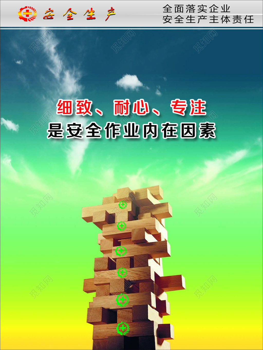 细致耐心专注安全作业内在因素安全生产责任海报模板