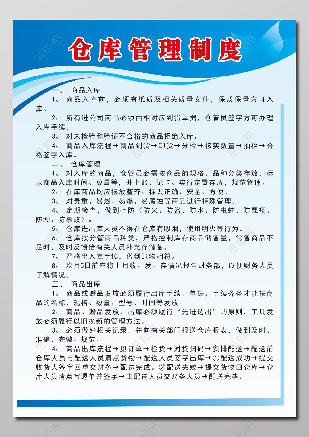 仓库管理制度牌