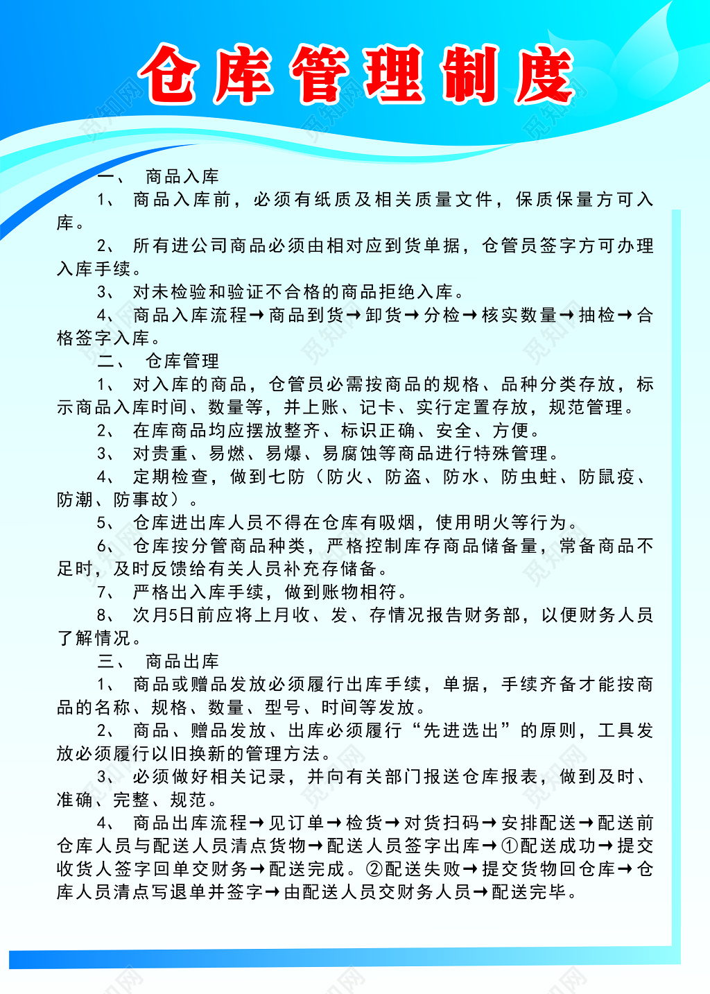 仓库管理制度牌