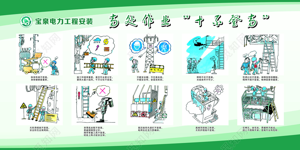 高处作业十不登高宣传展板