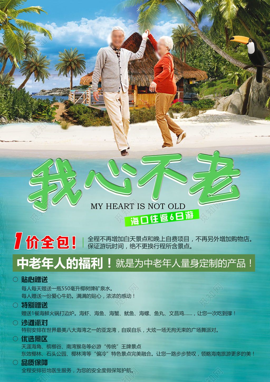 我心不老老年海南旅游广告海报设计