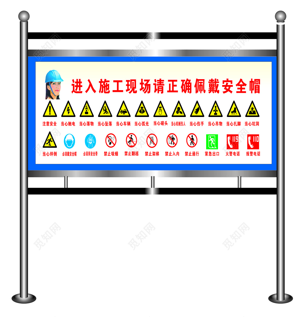 施工现场警告指示户外广告