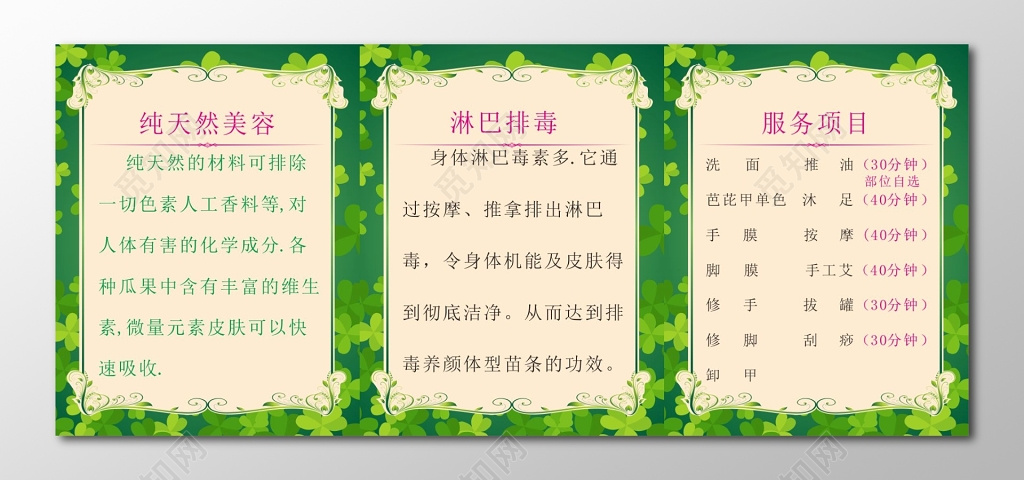 纯天然美容淋巴排毒中医养生美容养生海报