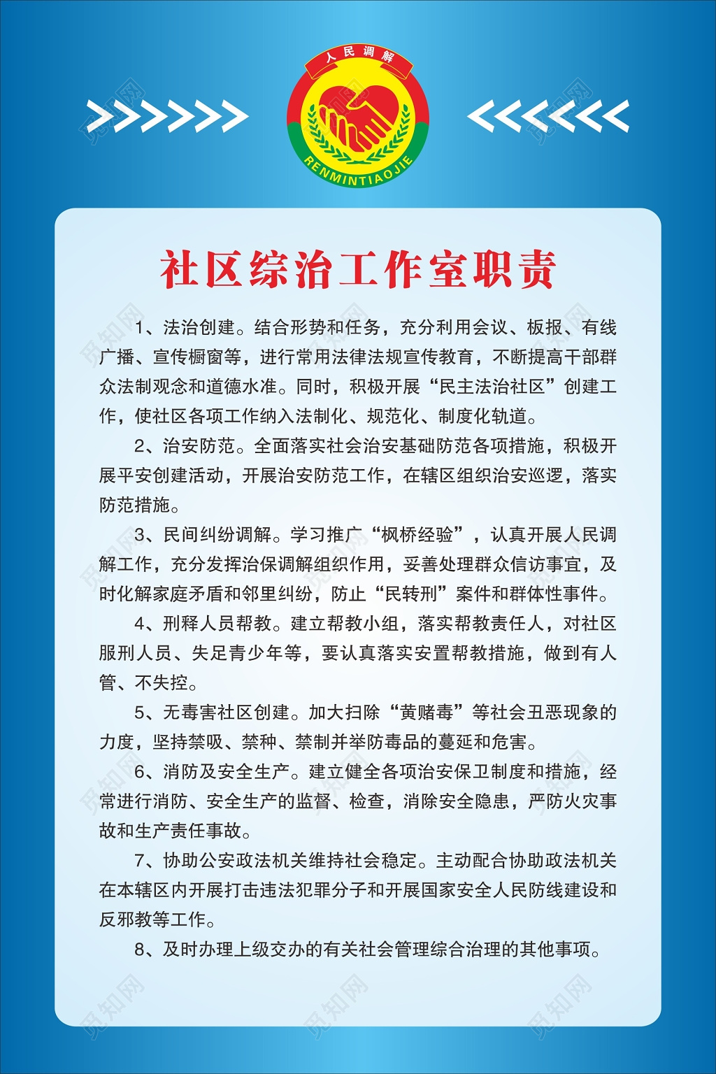 社区综治工作室职责海报