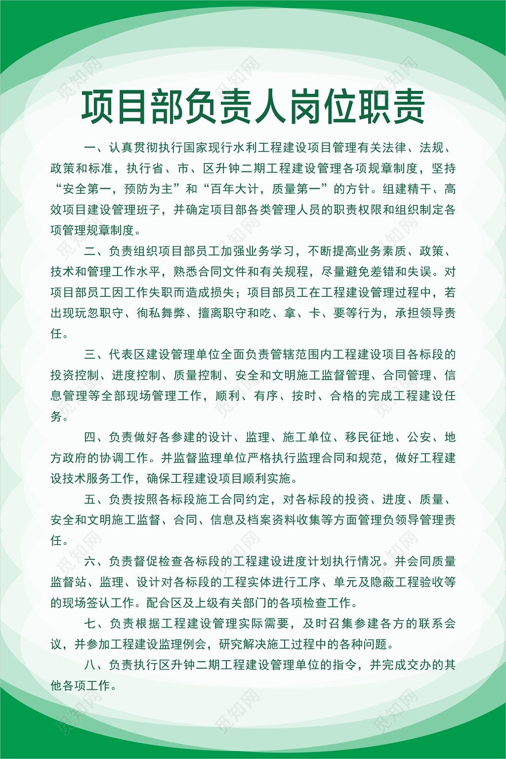 绿色清新公司企业部门人员岗位职责海报