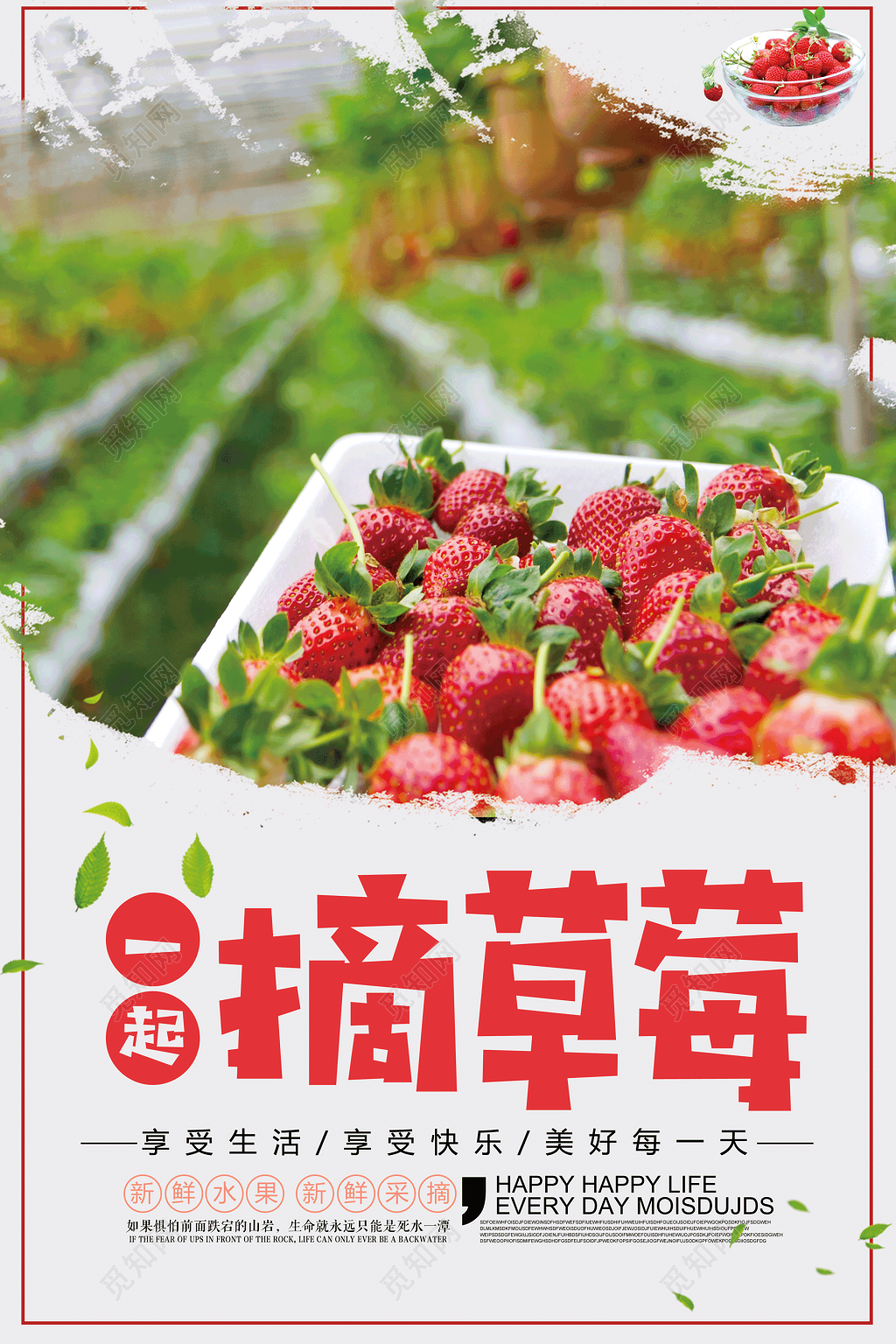 一起摘草莓海报