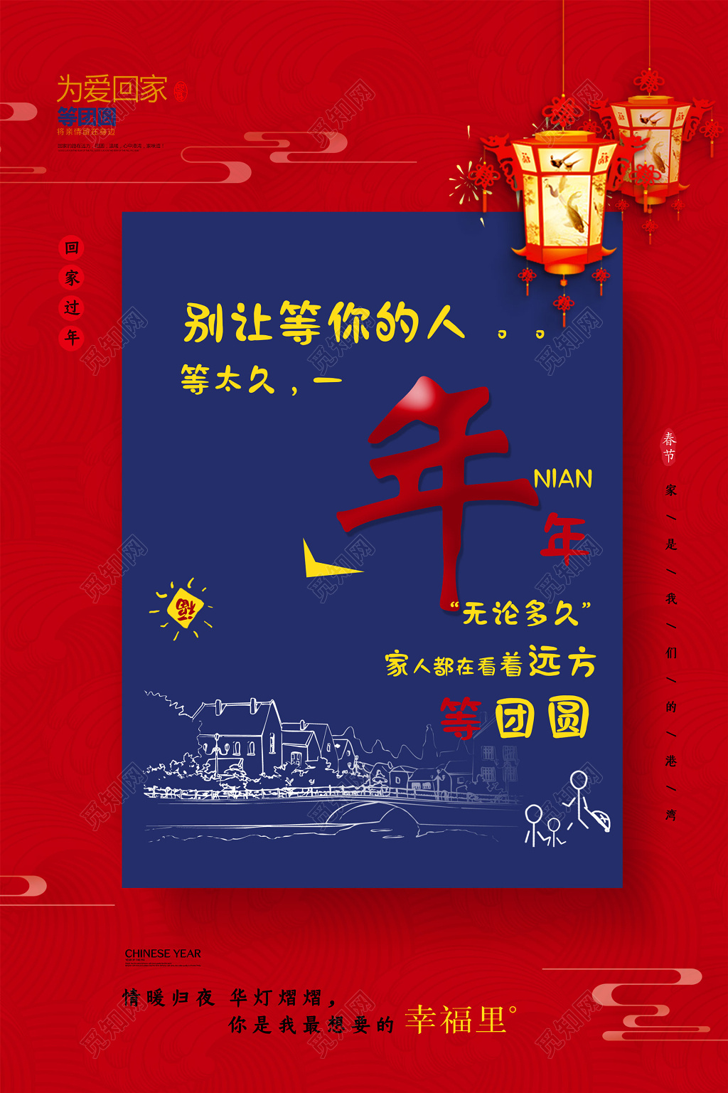 中国风回家过年春运系列海报