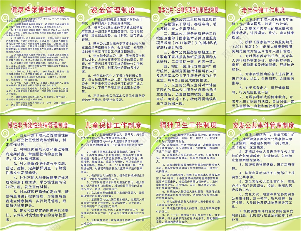 公共卫生服务部岗位制度与职责公共卫生制度牌