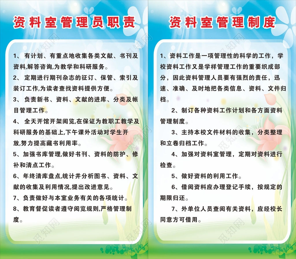 资料室管理员职责资料室管理制度牌