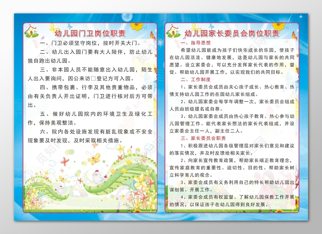 幼儿园门卫幼儿园家长委员会岗位职责制度