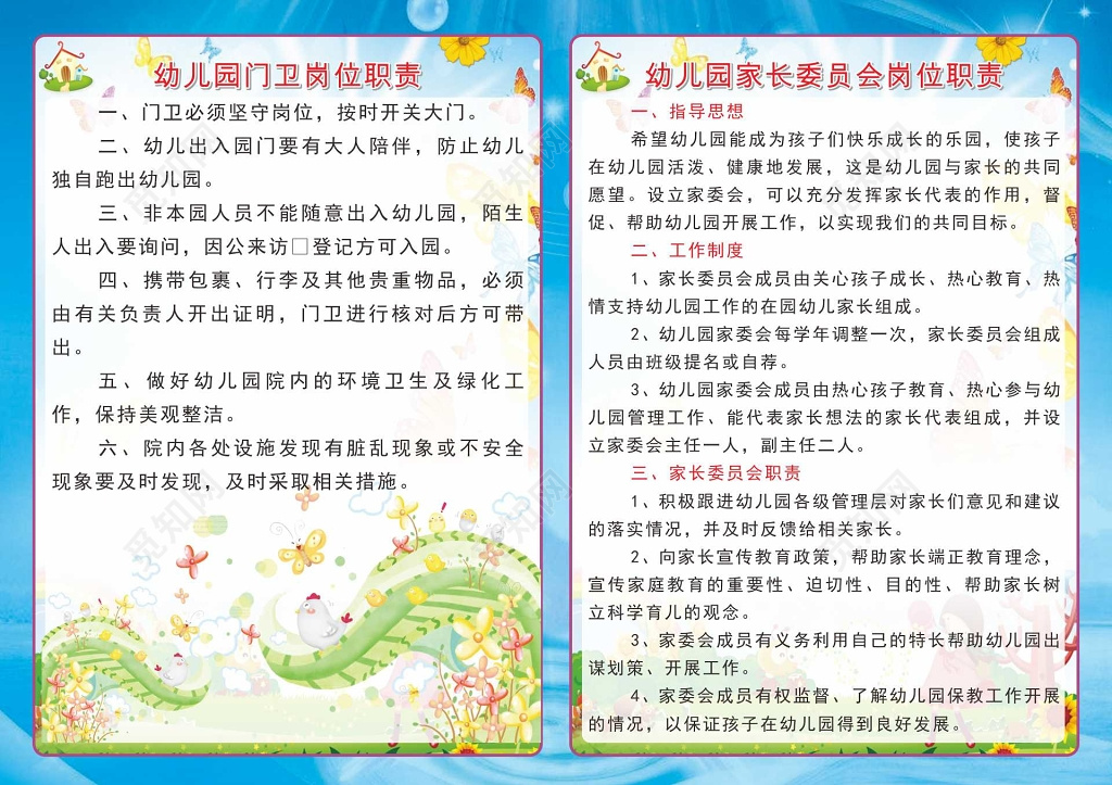 幼儿园门卫幼儿园家长委员会岗位职责制度
