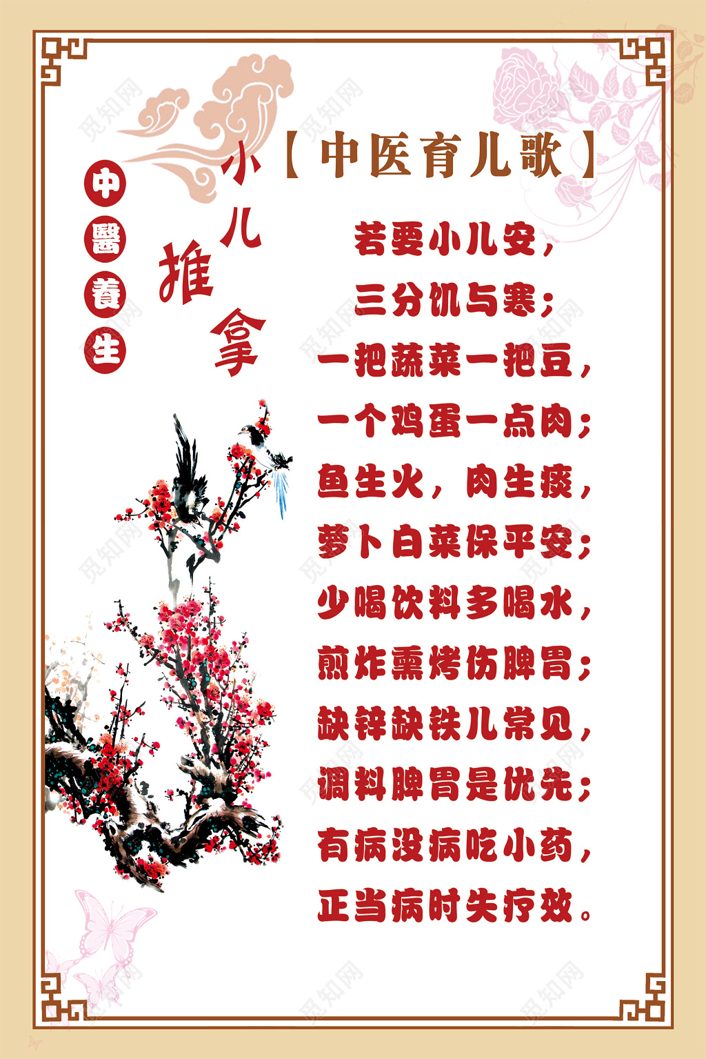 中医育儿歌小儿推拿中医养生海报设计