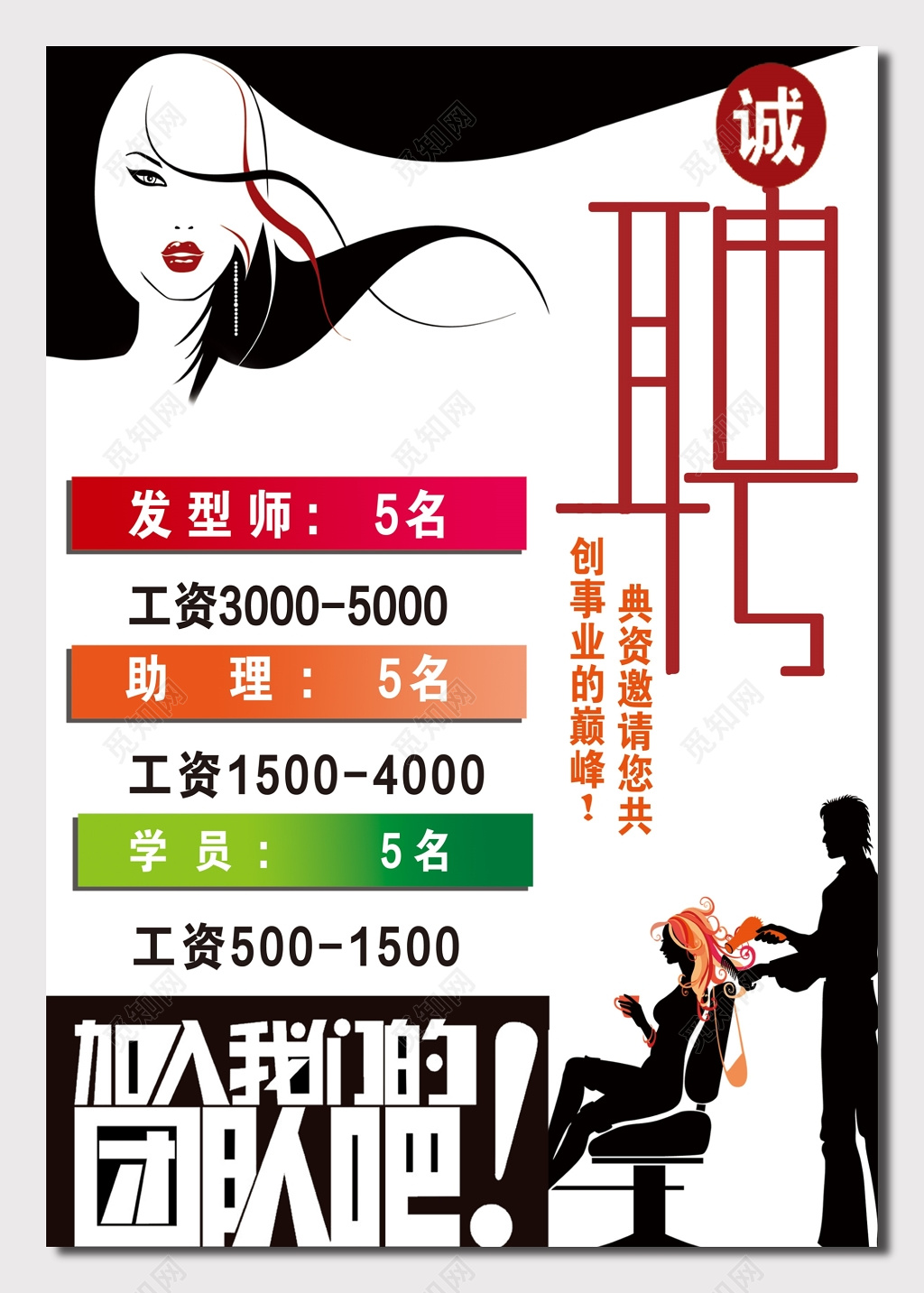 发型师招聘海报