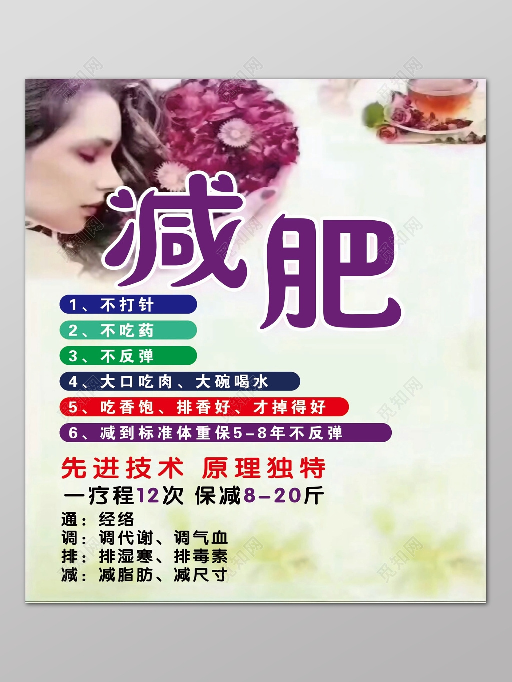 绿色时尚创意美女背景减肥海报设计