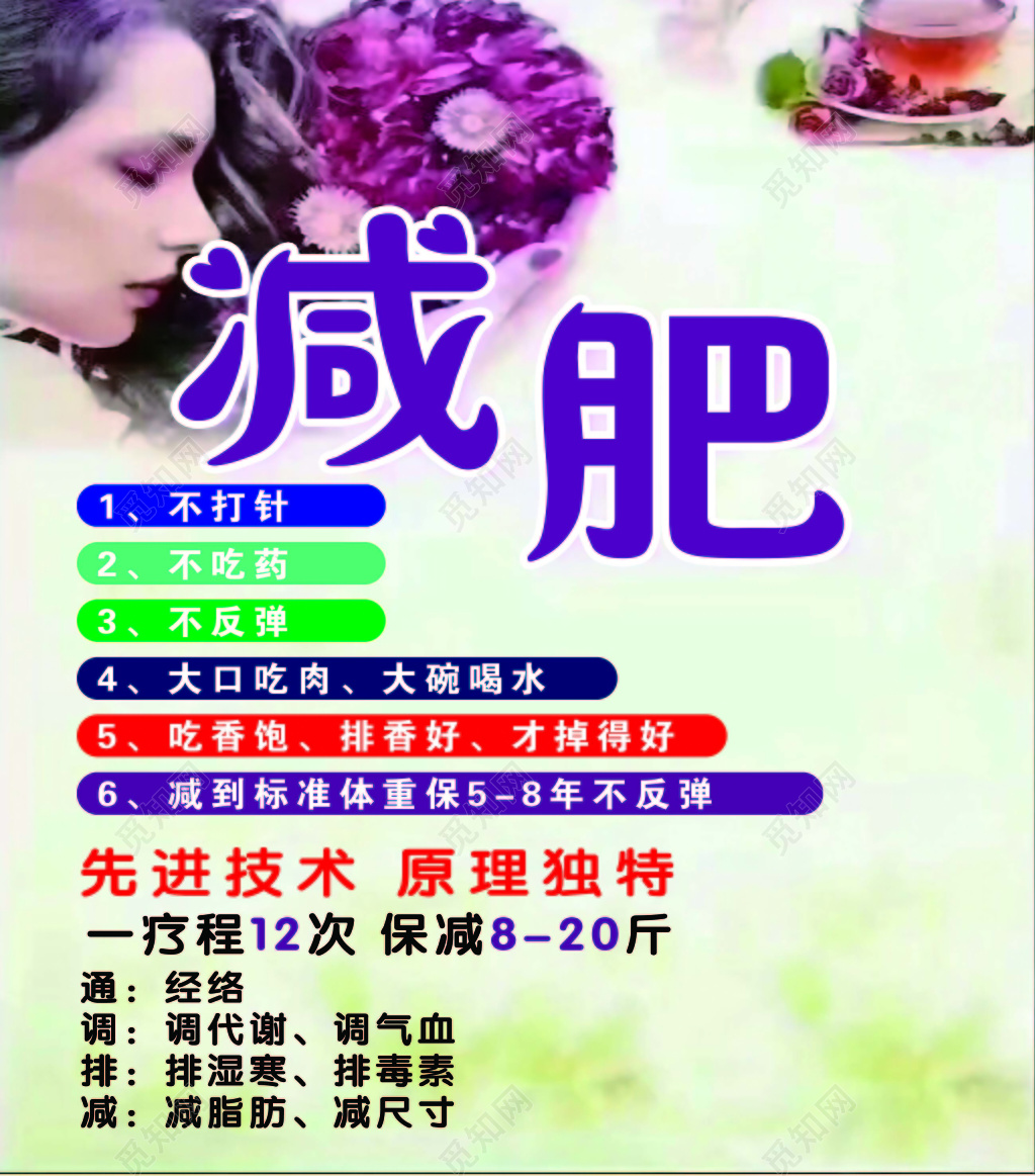 绿色时尚创意美女背景减肥海报设计