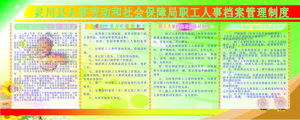 人事劳动和社会保障局人事档案管理核对制度牌