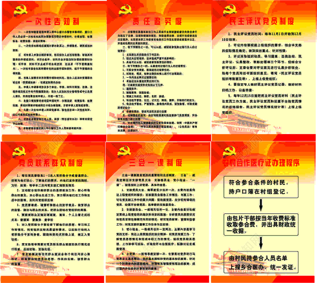 党员联系群众农村合作医疗证办理责任追究制度牌