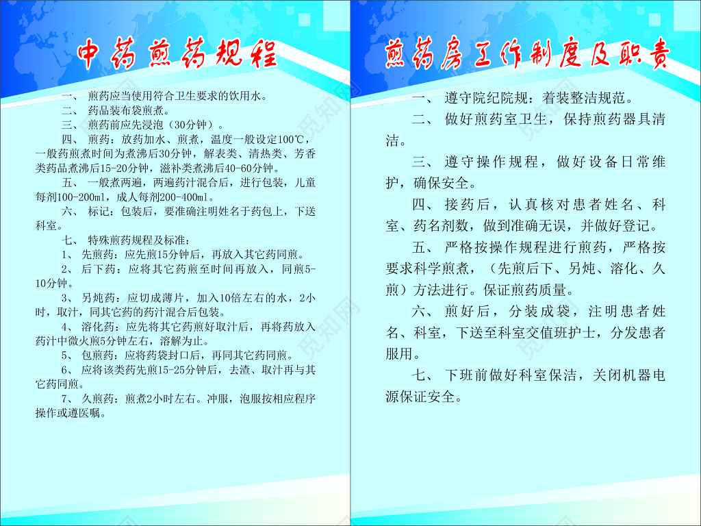 医院中药煎药规程煎药房工作制度职责制度牌