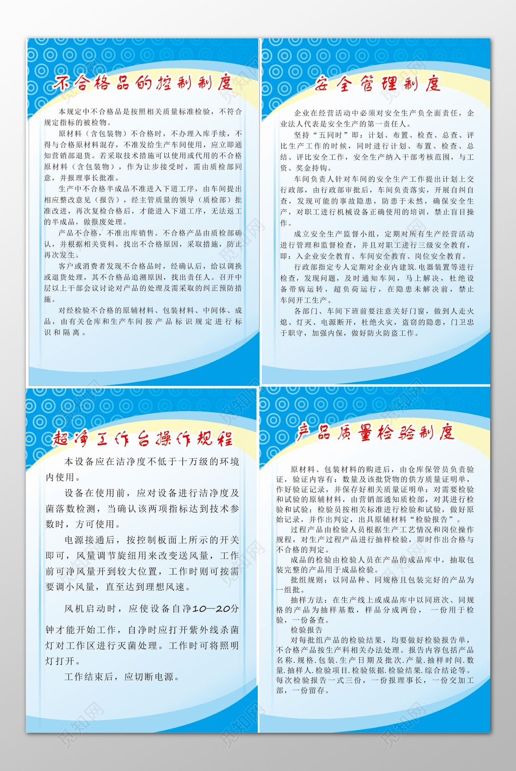 公司企业安全管理不合格品控制产品质量检测制度牌