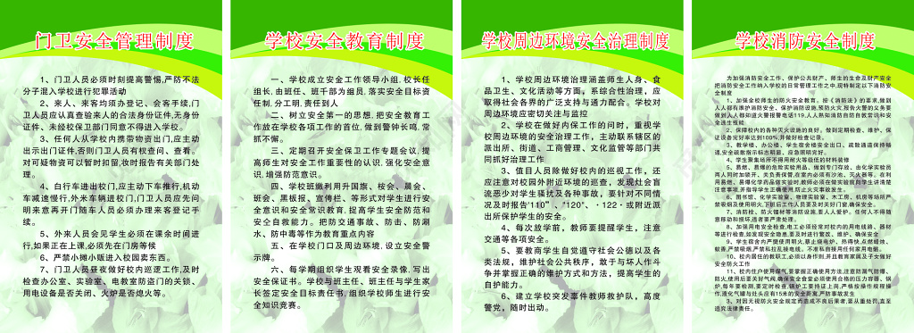 学校安全周边环境门卫消防安全制度牌