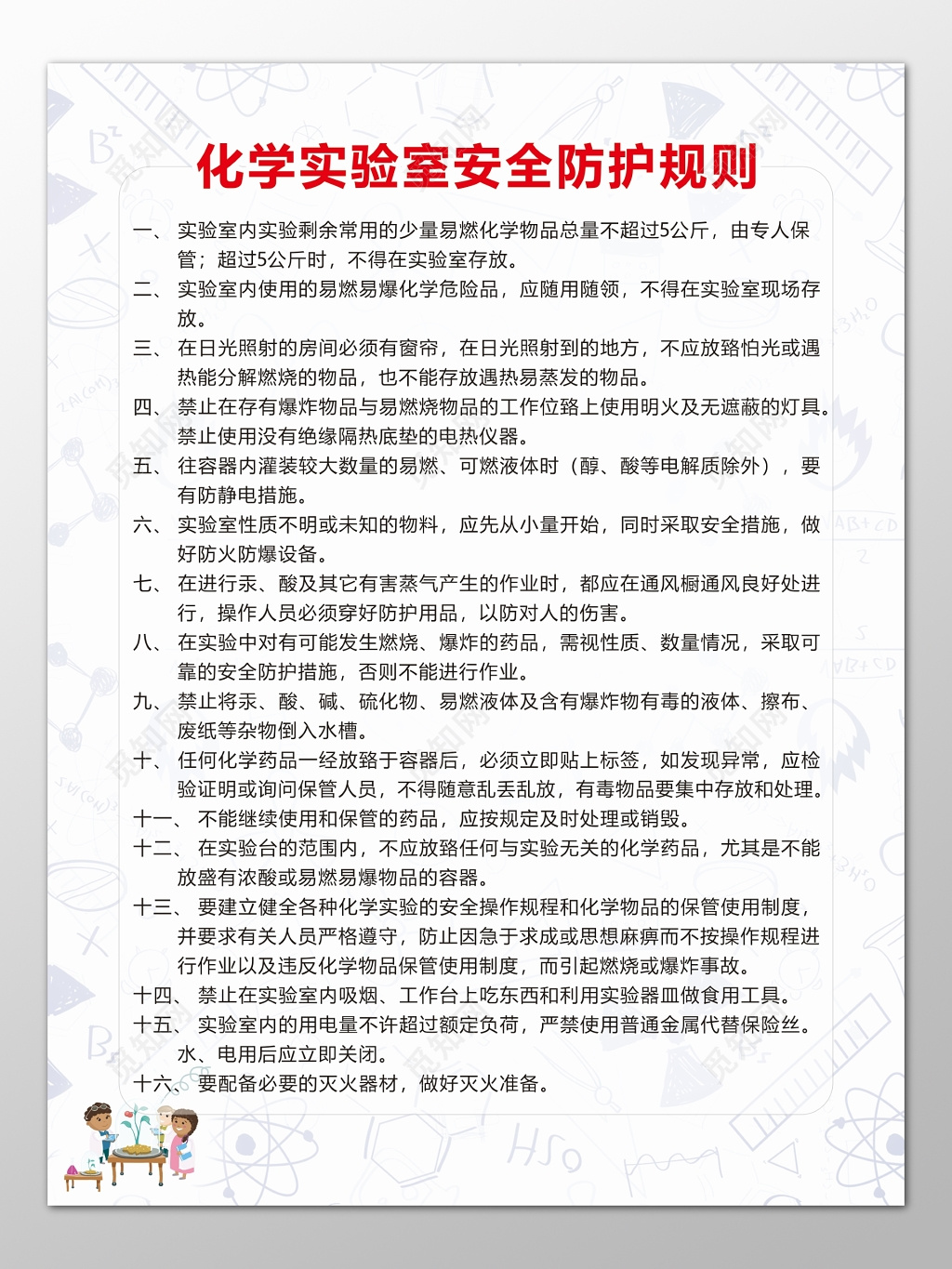 学校化学实验室安全防护规则专人管理制度牌