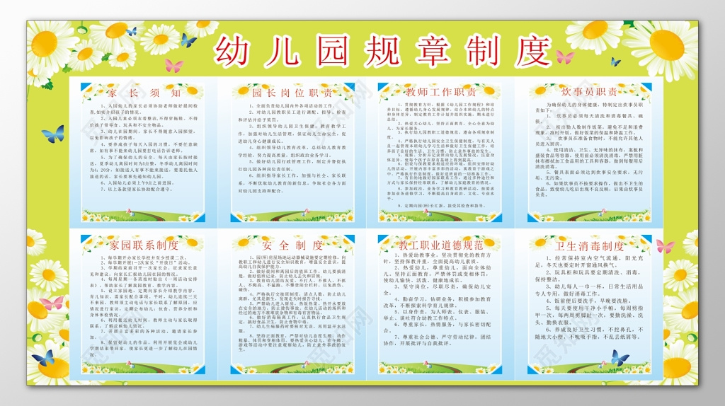 幼儿园家长院长教师炊事岗位职责制度牌