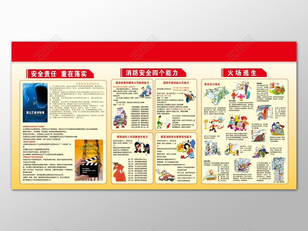 红色渐变简单背景安全生产宣传栏展板设计