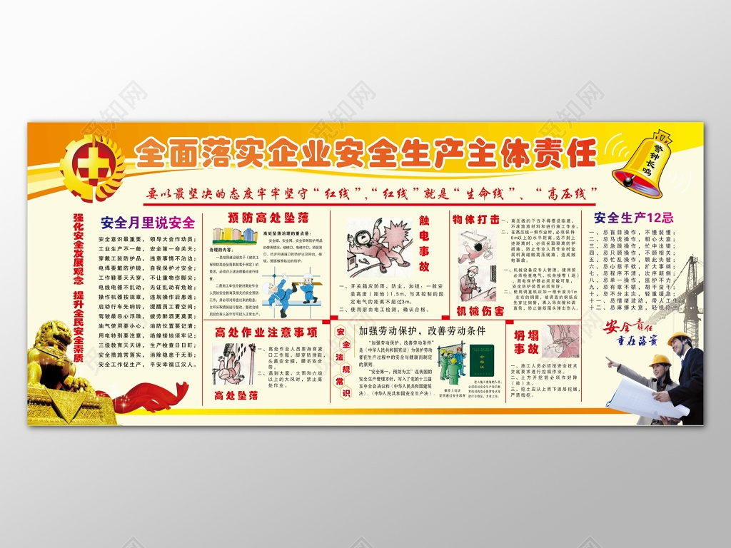 安全生产制度橘色渐变背景展板设计宣传栏设计
