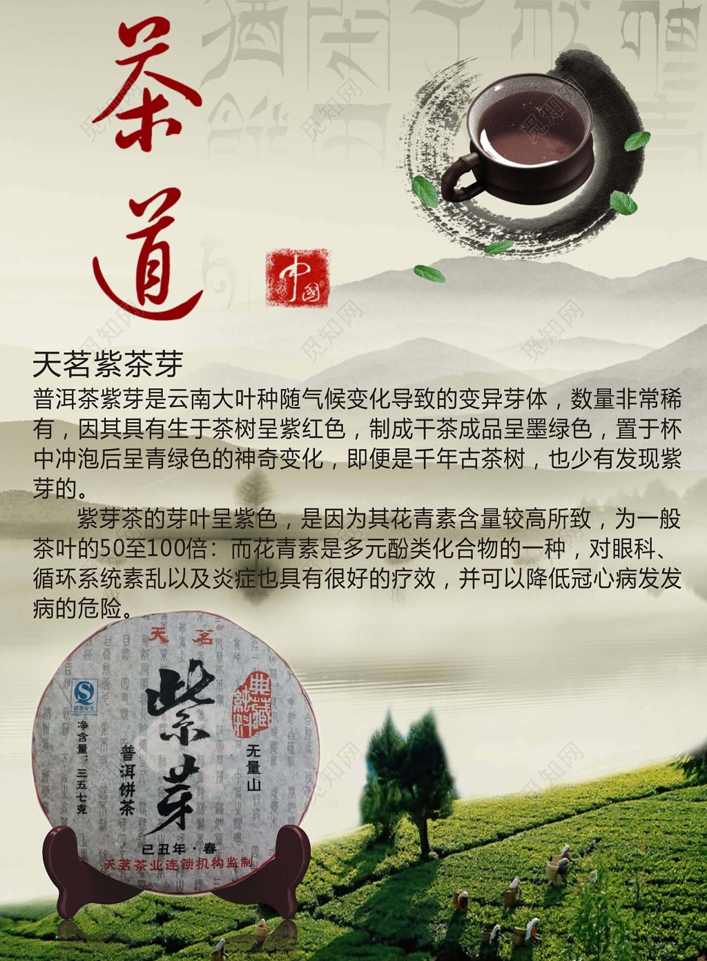茶叶普洱茶茶文化茶道高端大气海报