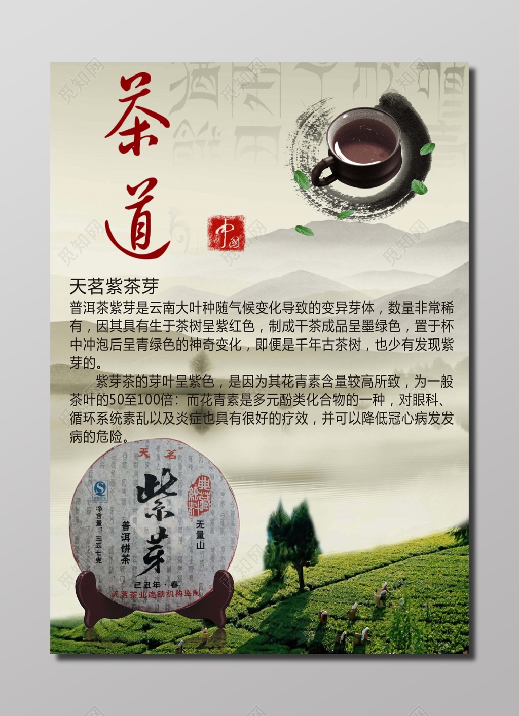 茶叶普洱茶茶文化茶道高端大气海报