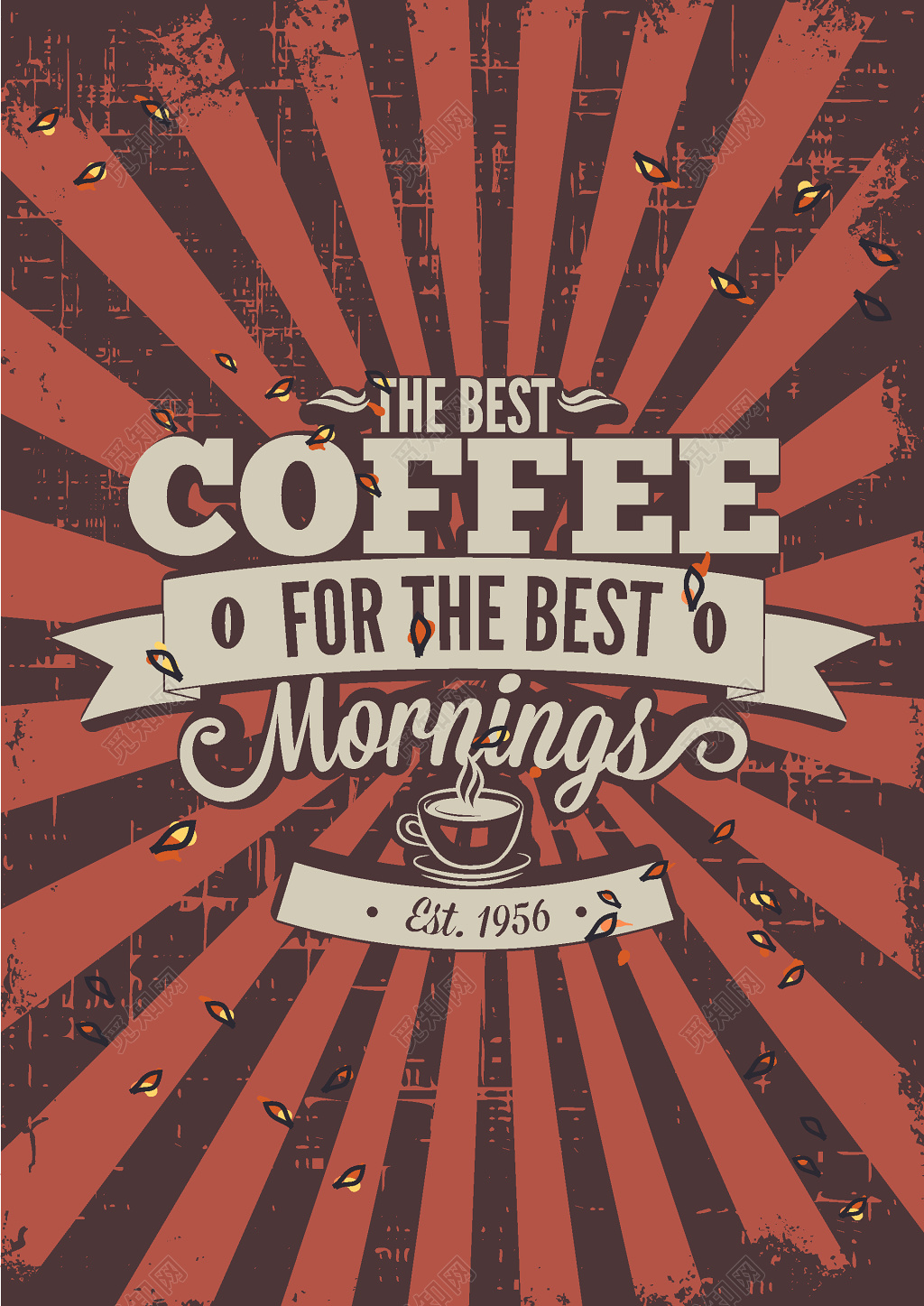 红色复古风咖啡店海报