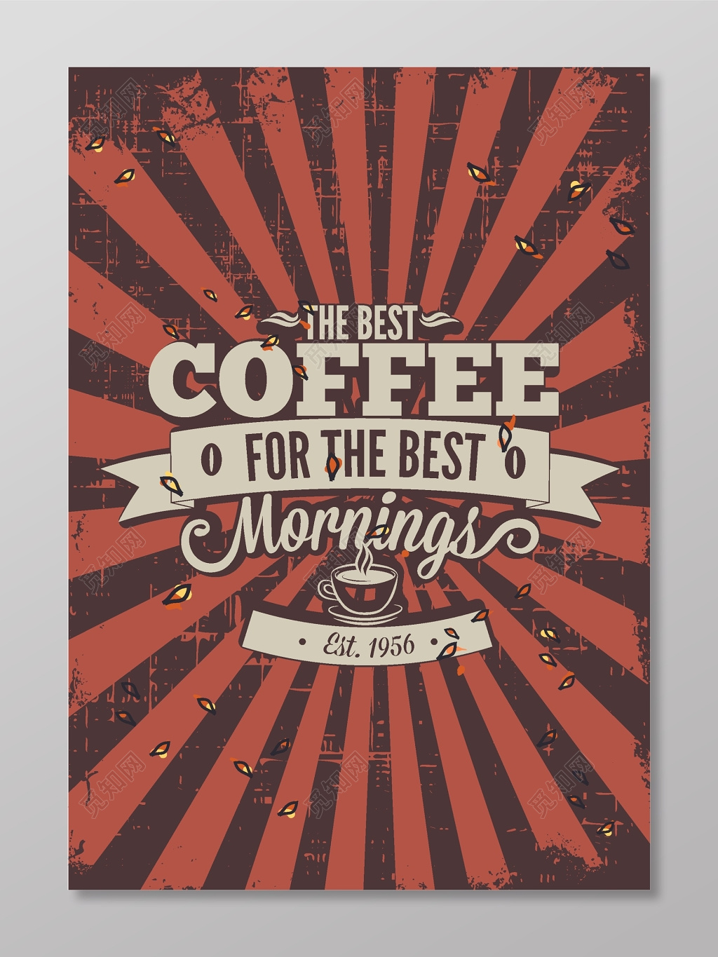 红色复古风咖啡店海报