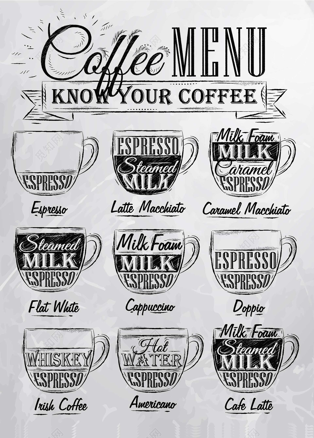 灰色咖啡菜单Coffee Menu