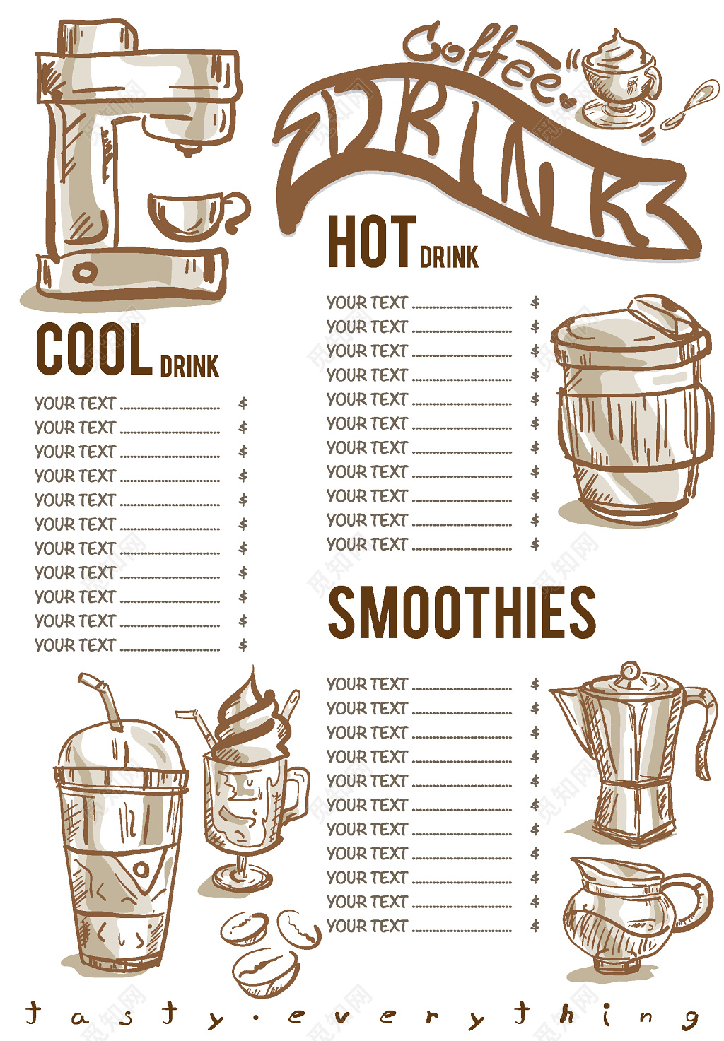 白色咖啡菜单设计