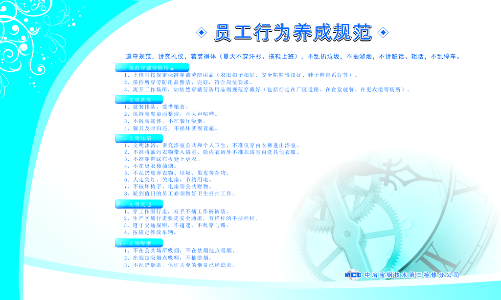 员工行为养成规范制度牌