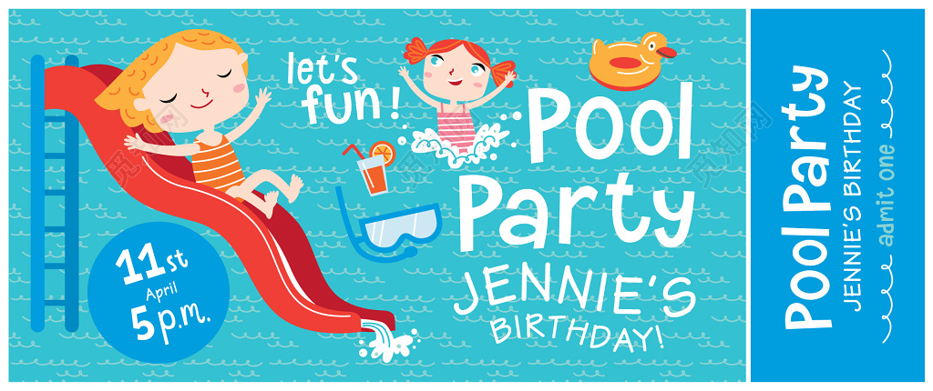 泳池派对邀请卡